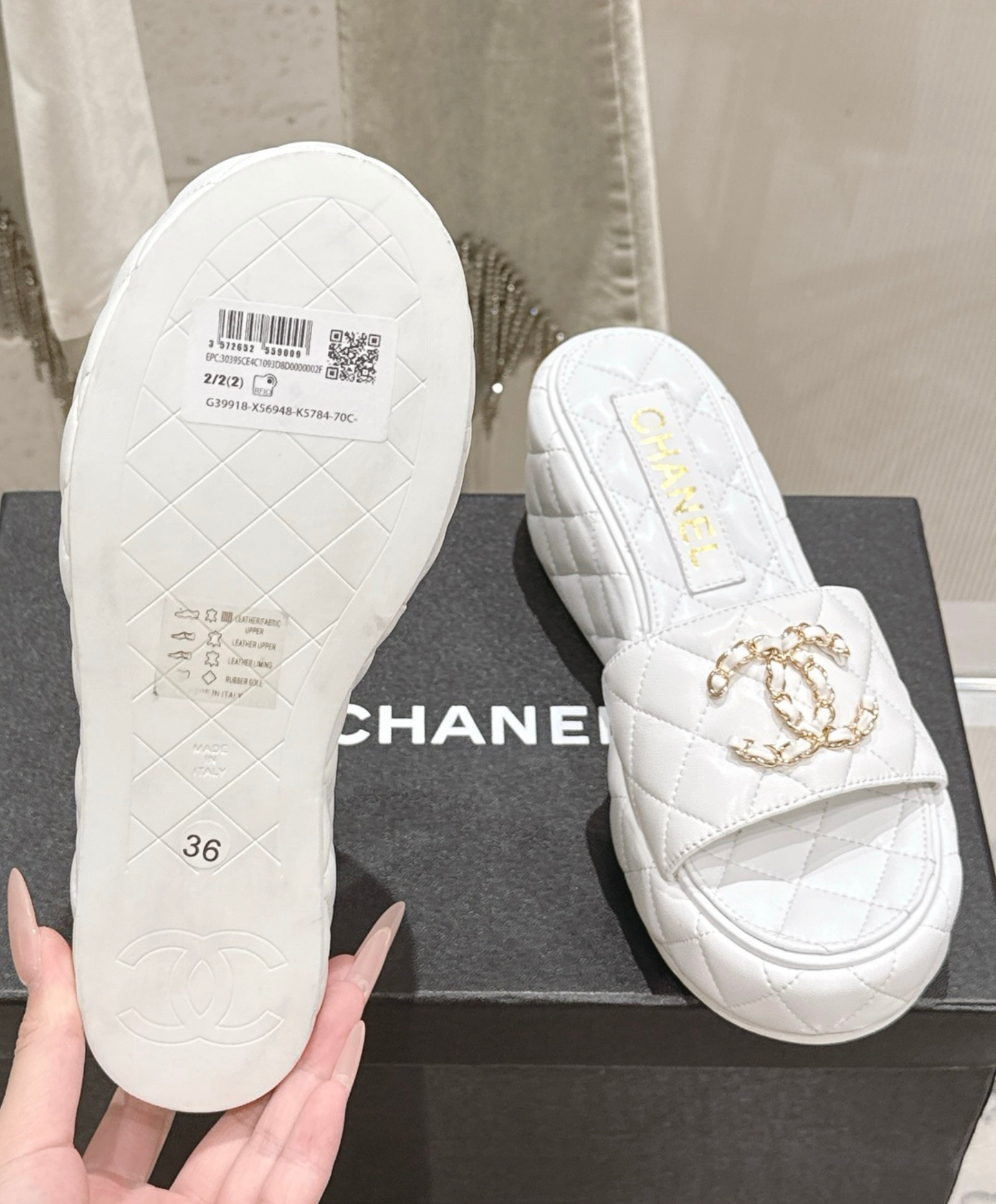 Quilted Leather Wedge Sandal
