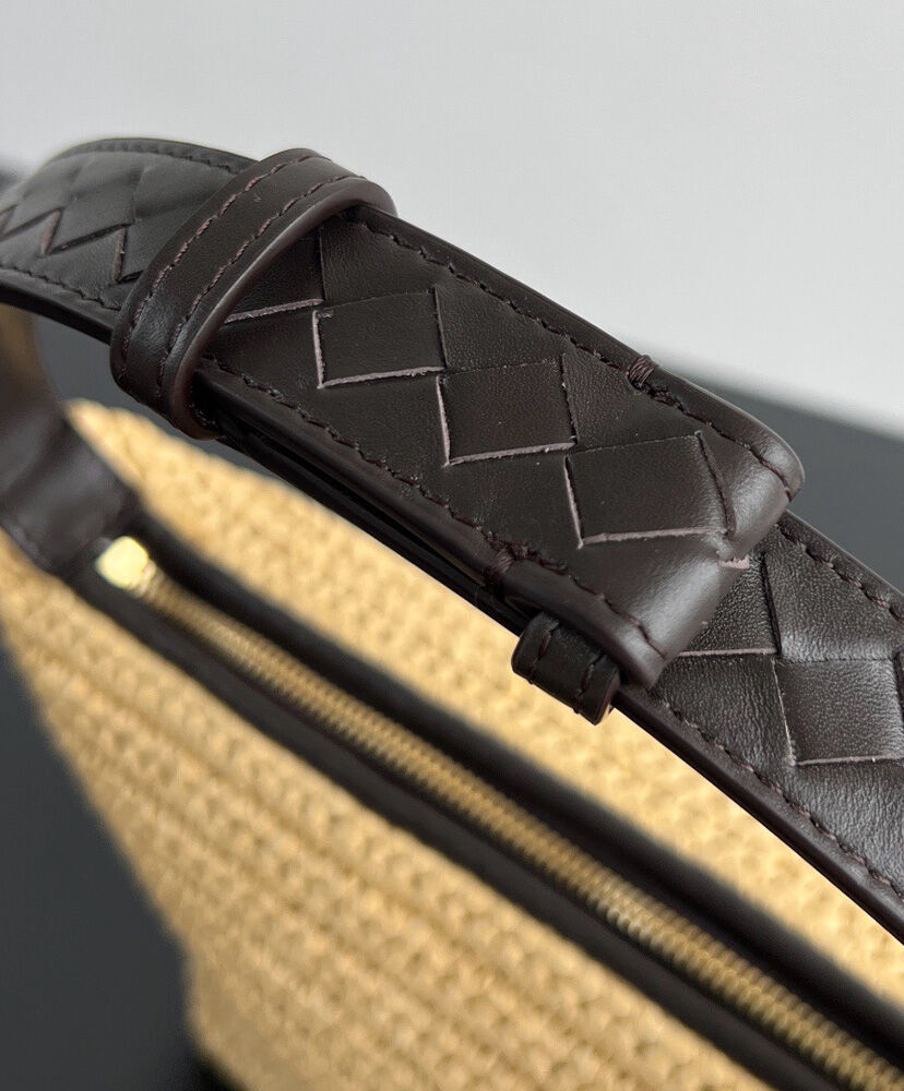 Mini Wallace Leather-Trimmed Raffia Shoulder Bag
