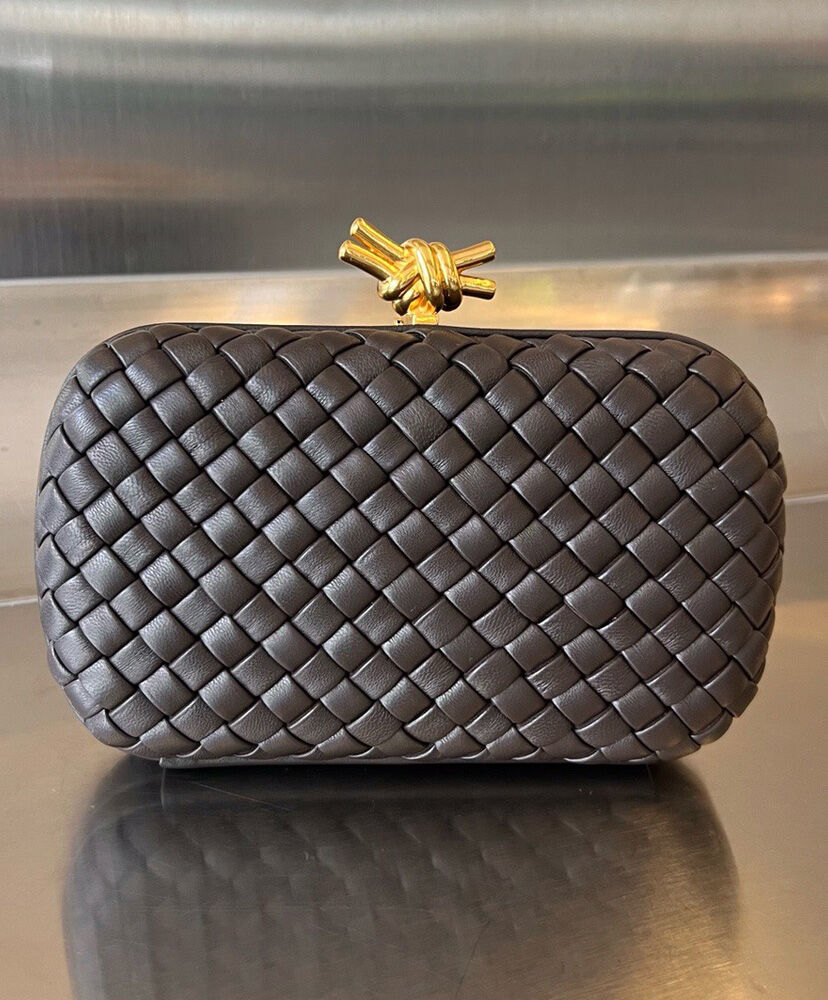 Knot Padded Intrecciato Leather Clutch