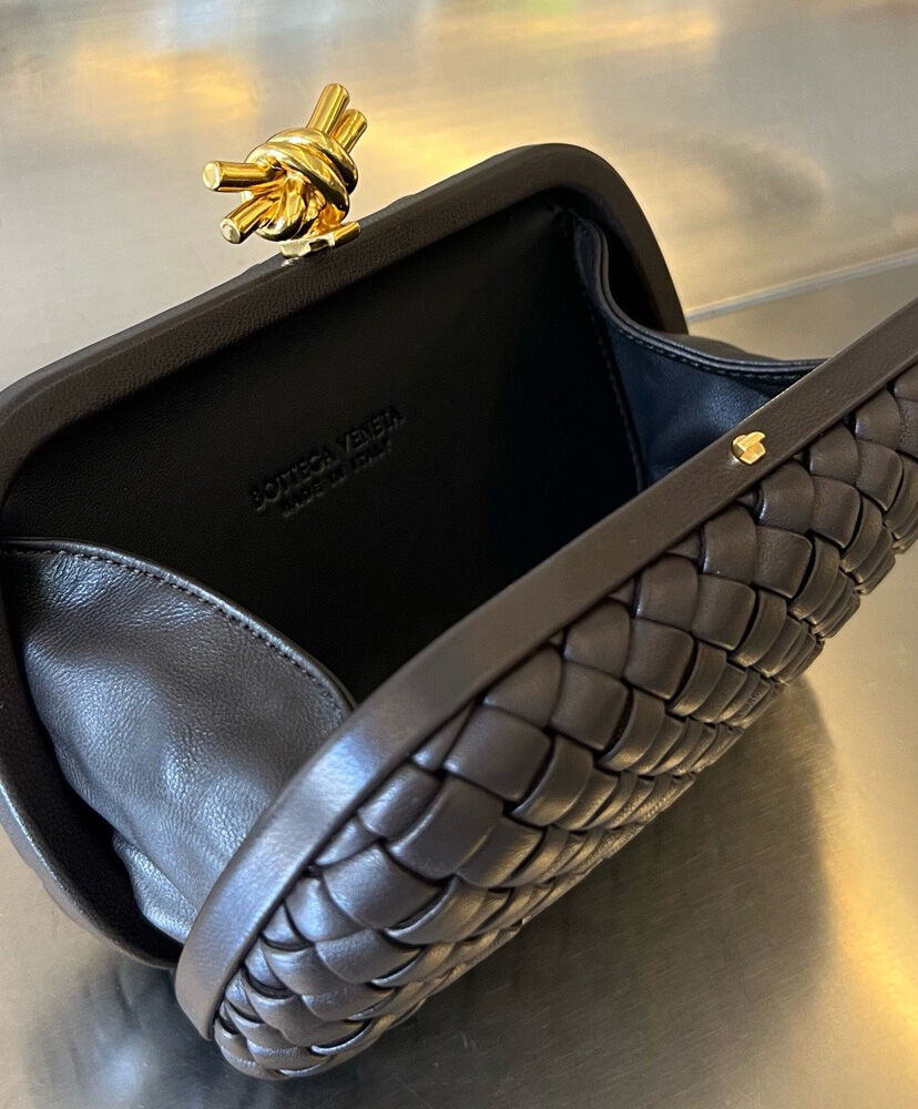Knot Padded Intrecciato Leather Clutch