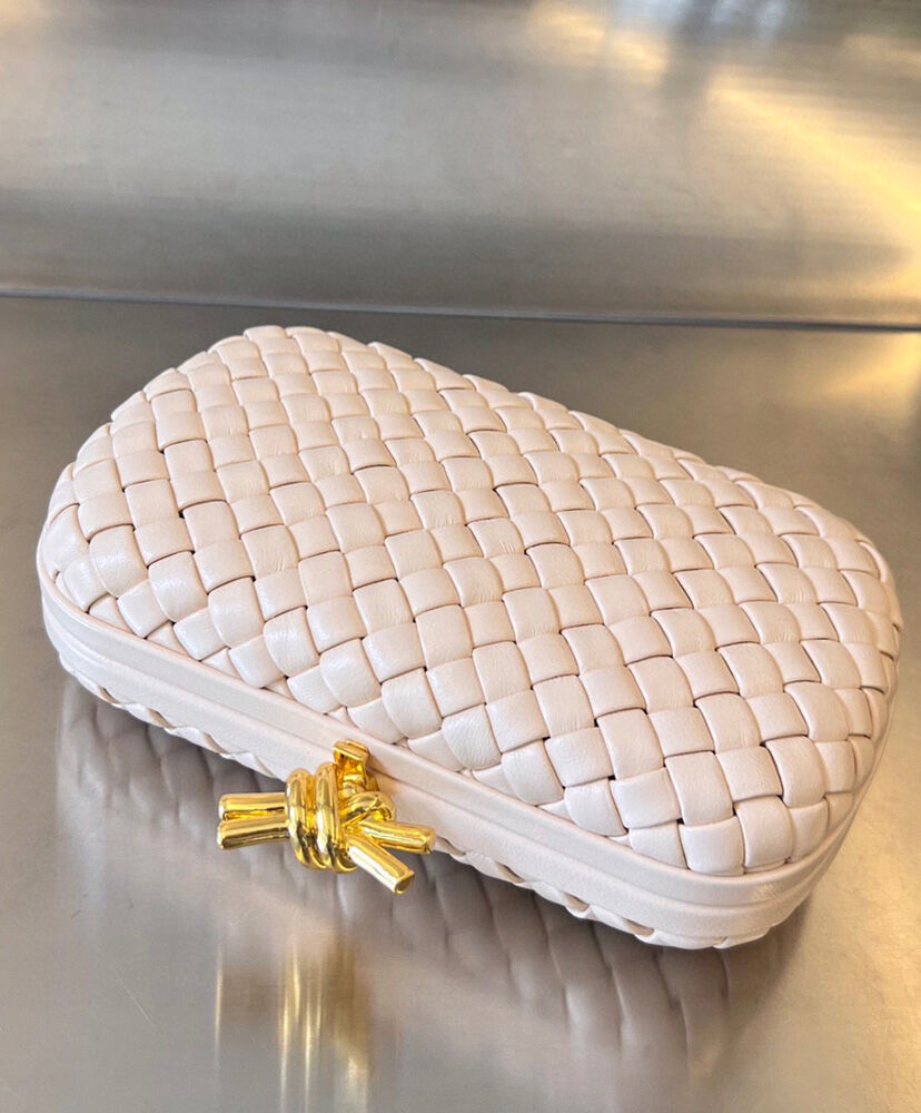 Knot Padded Intrecciato Leather Clutch