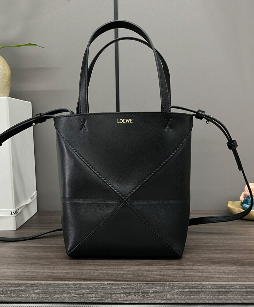 Mini Puzzle Fold Tote In Shiny Calfskin
