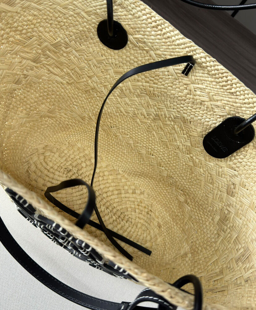Medium Anagram Basket Bag In Iraca Palm And Calfskin