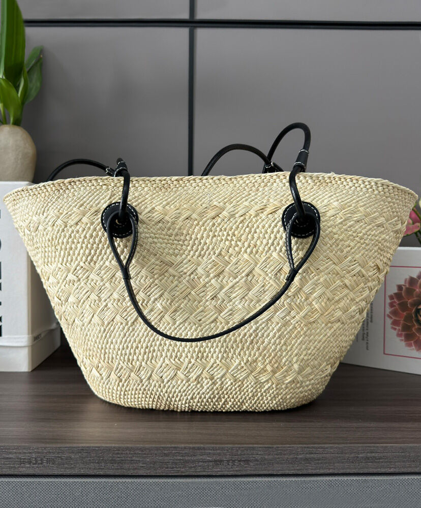 Medium Anagram Basket Bag In Iraca Palm And Calfskin