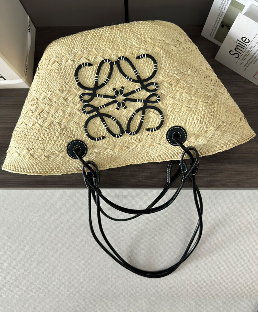 Medium Anagram Basket Bag In Iraca Palm And Calfskin