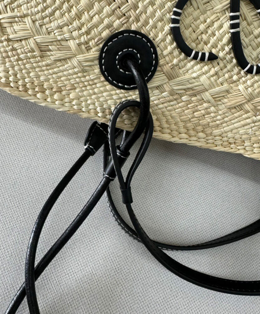 Medium Anagram Basket Bag In Iraca Palm And Calfskin