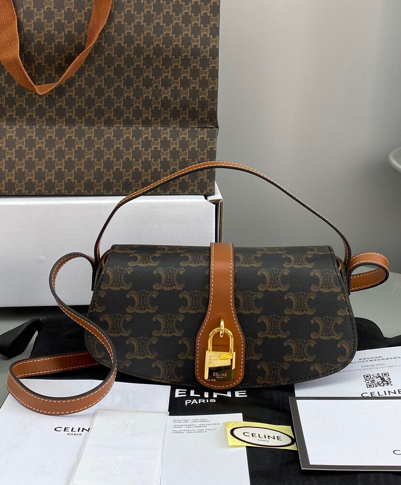 Clutch On Strap In Triomphe Canvas And Calfskin