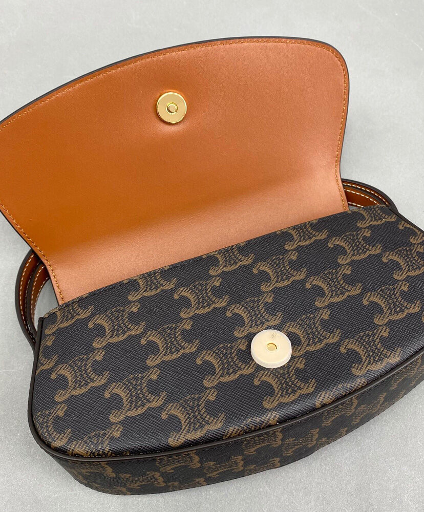Clutch On Strap In Triomphe Canvas And Calfskin