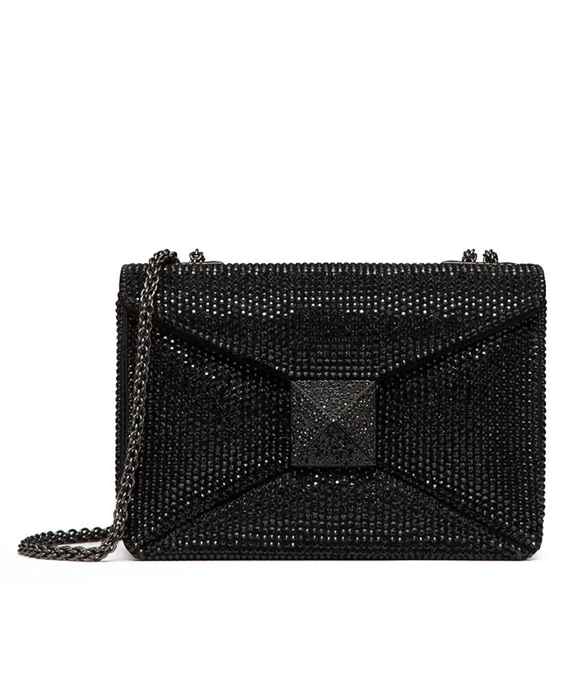 ONE STUD SMALL BAG WITH CHAIN AND RHINESTONE EMBROIDERY