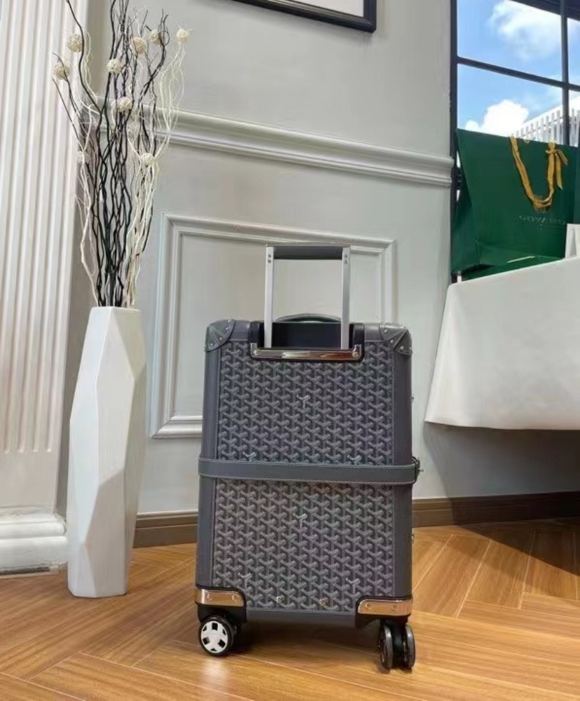 Goyard Black Bourget Trolley PM Rolling Travel Cary On Trunk