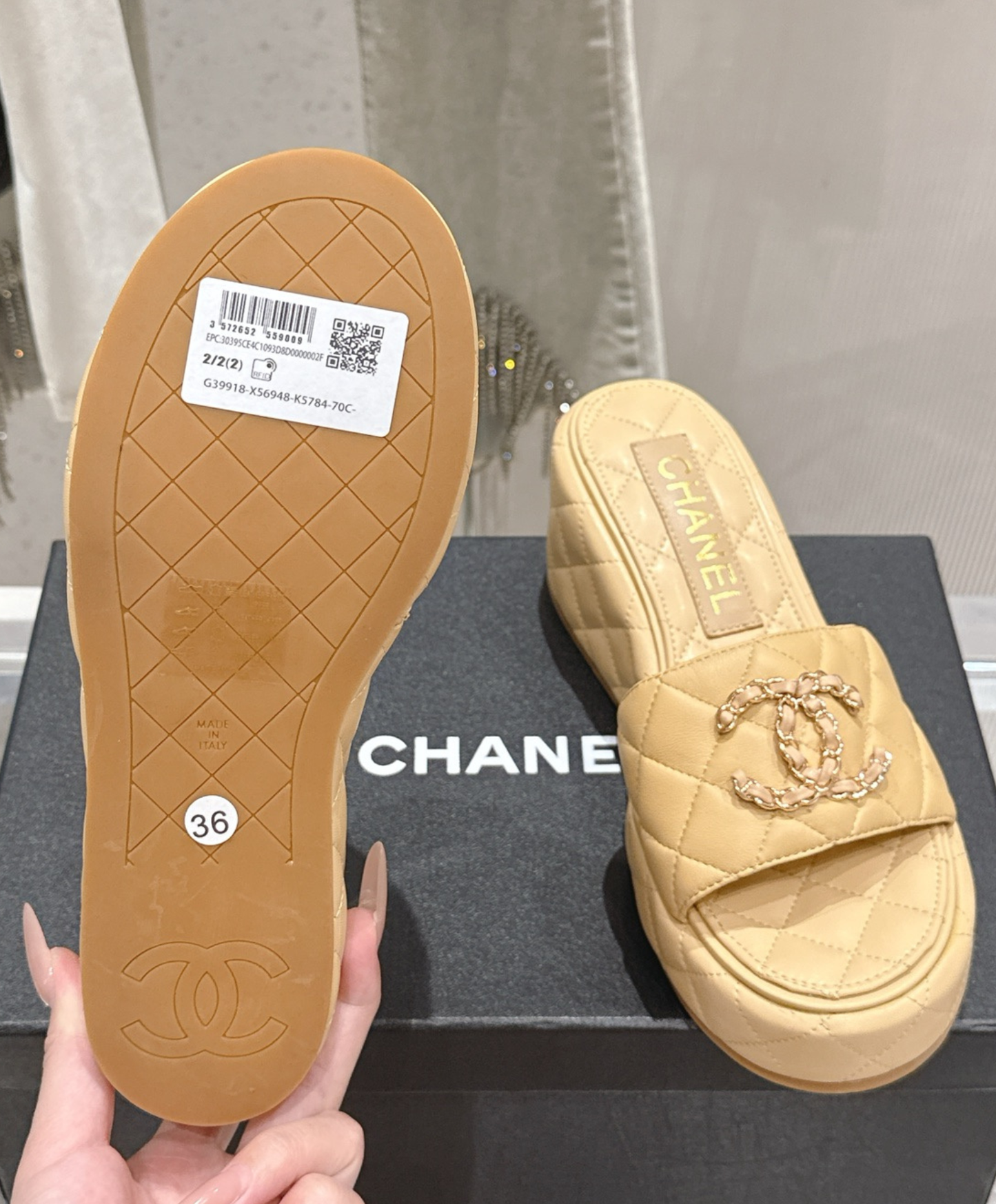 Quilted Leather Wedge Sandal