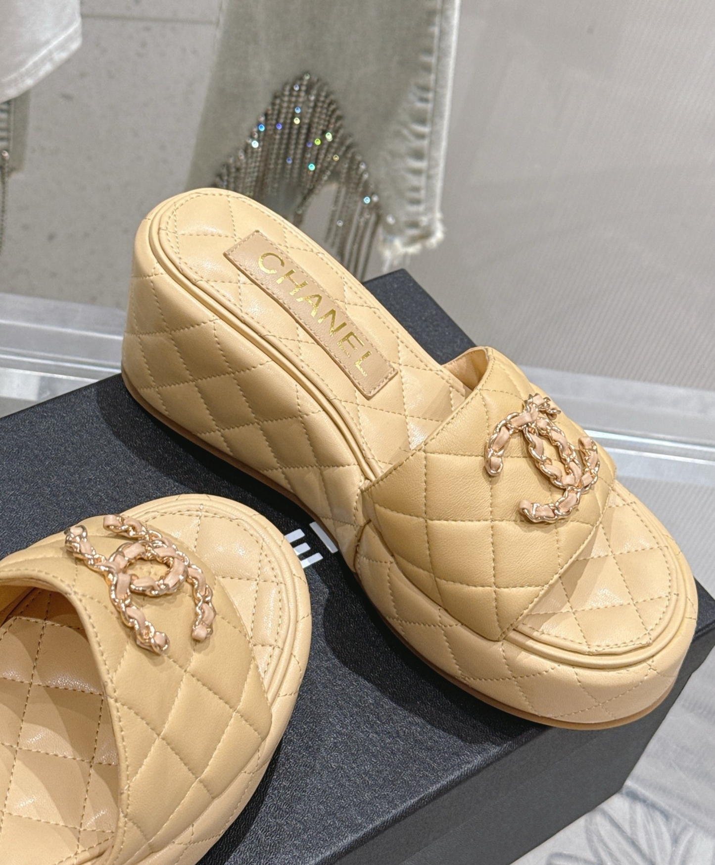 Quilted Leather Wedge Sandal