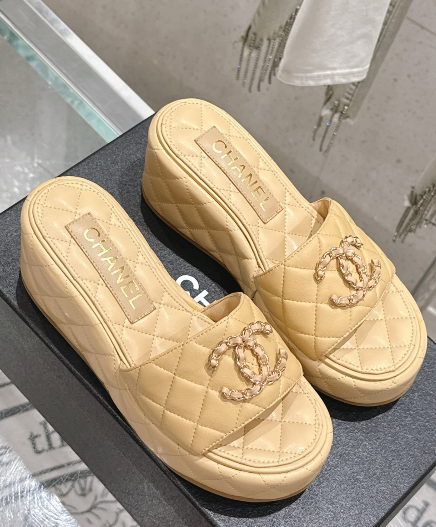 Quilted Leather Wedge Sandal