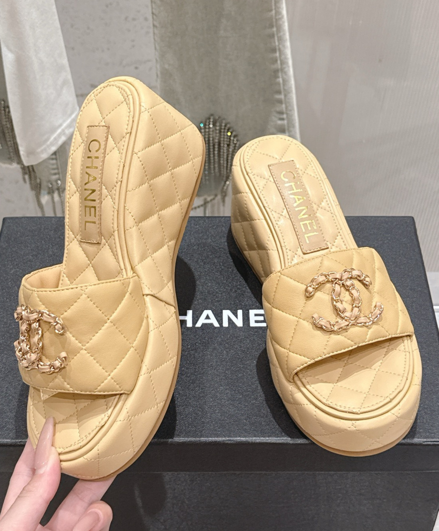Quilted Leather Wedge Sandal