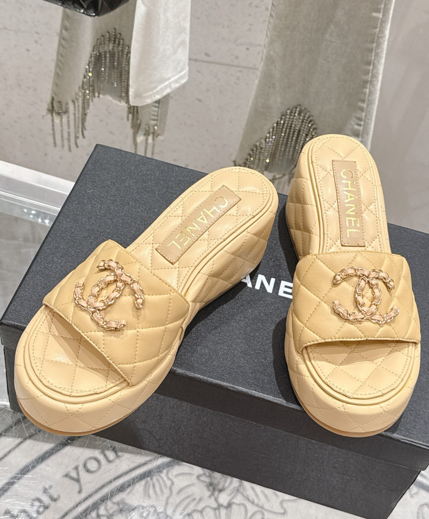 Quilted Leather Wedge Sandal