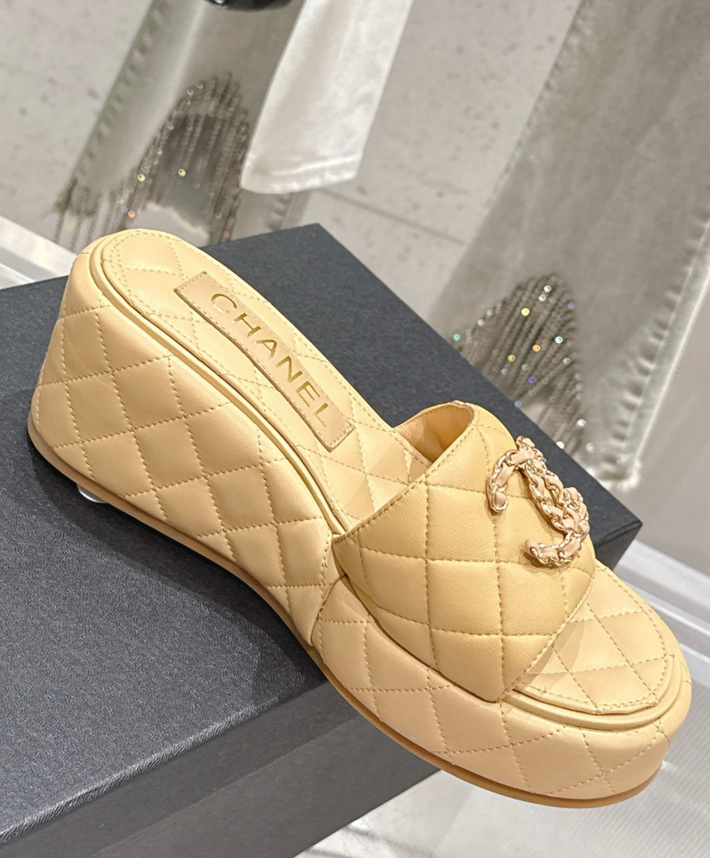 Quilted Leather Wedge Sandal