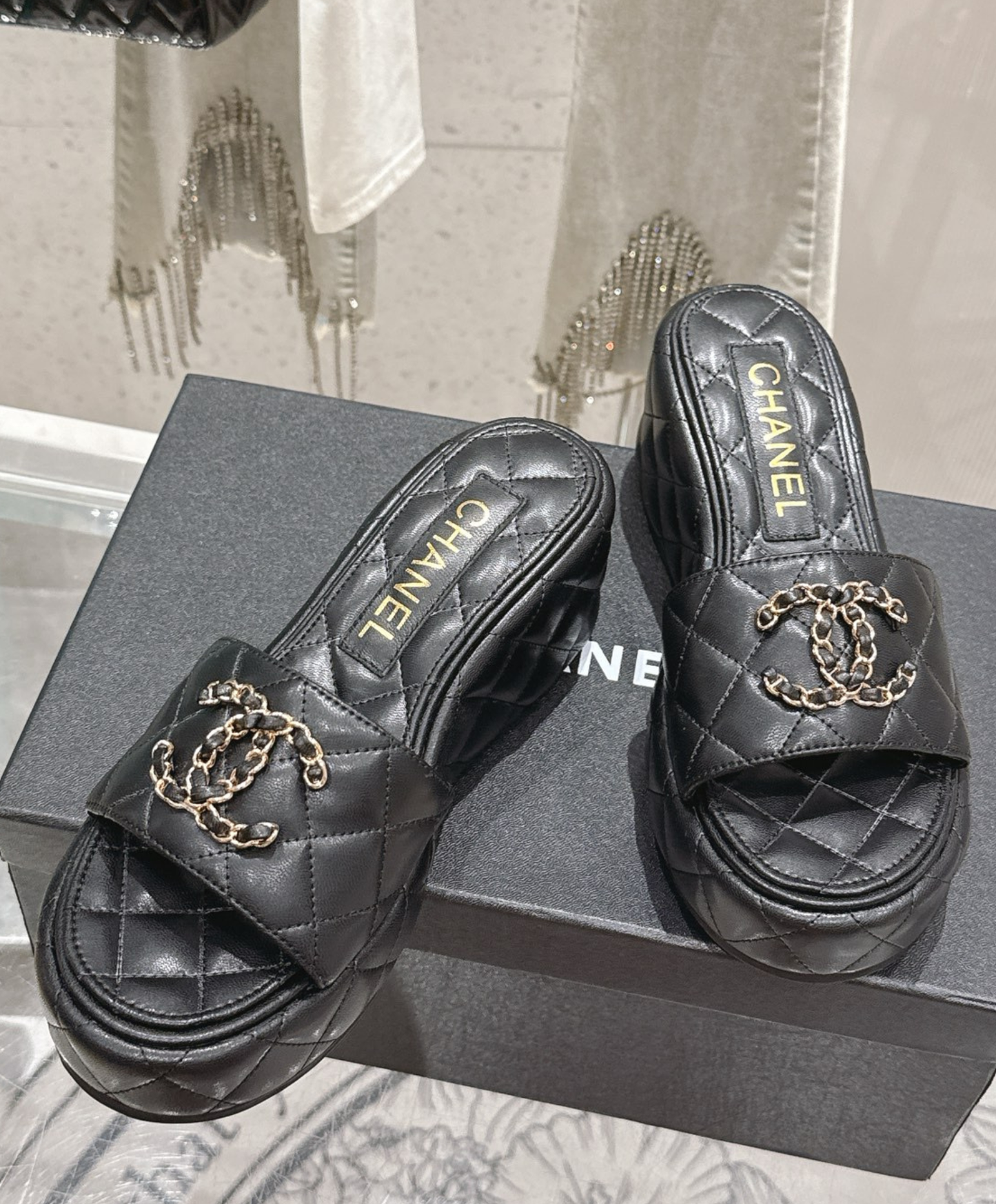 Quilted Leather Wedge Sandal