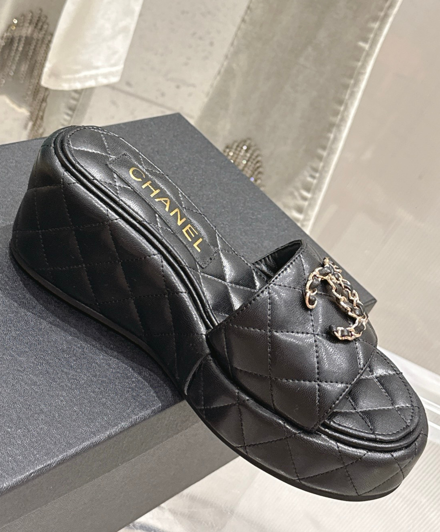 Quilted Leather Wedge Sandal