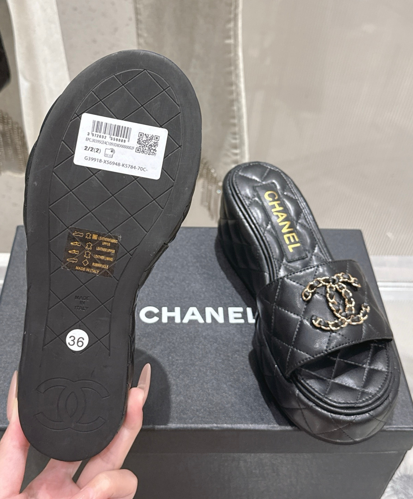 Quilted Leather Wedge Sandal