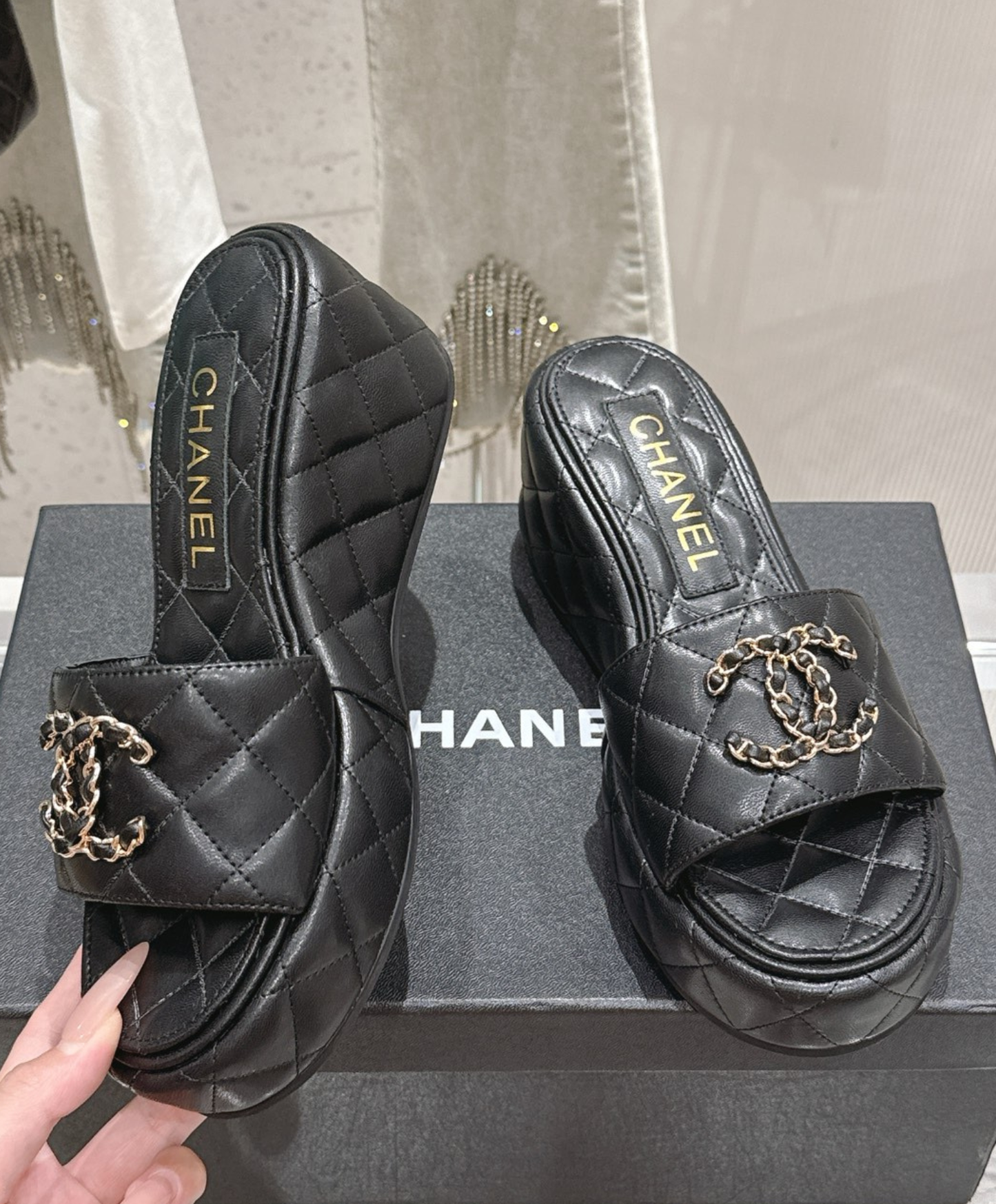 Quilted Leather Wedge Sandal