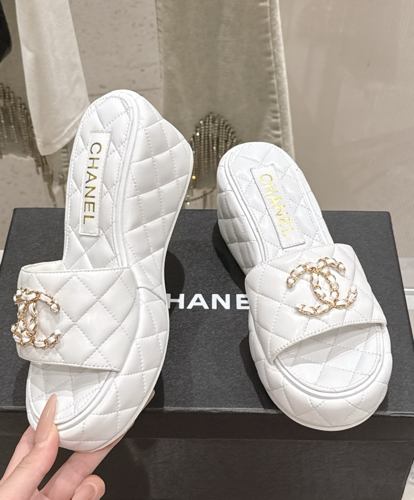Quilted Leather Wedge Sandal