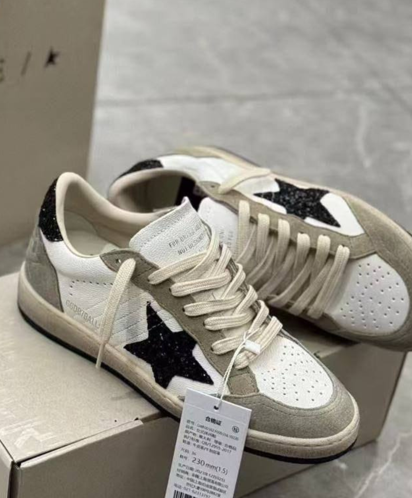 Golden Goose Ball Star Black Glitter Star