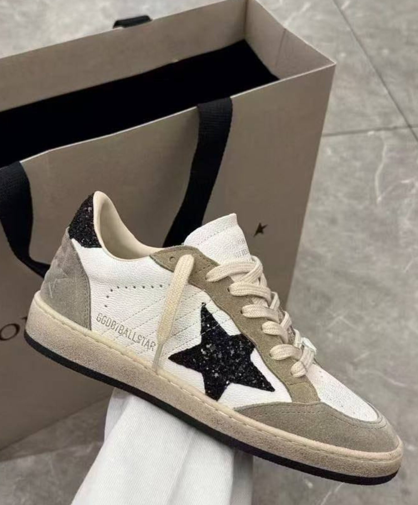 Golden Goose Ball Star Black Glitter Star