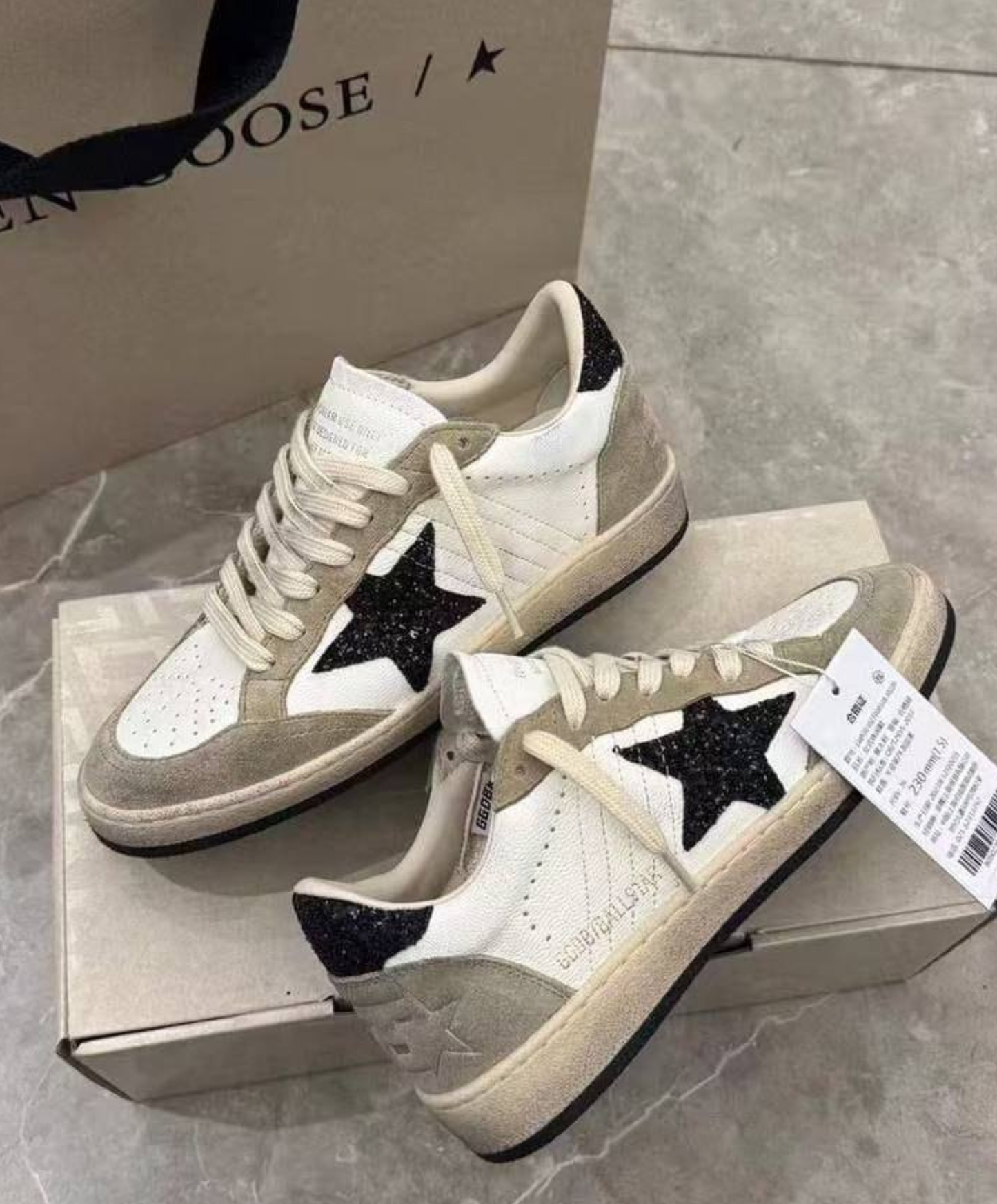 Golden Goose Ball Star Black Glitter Star