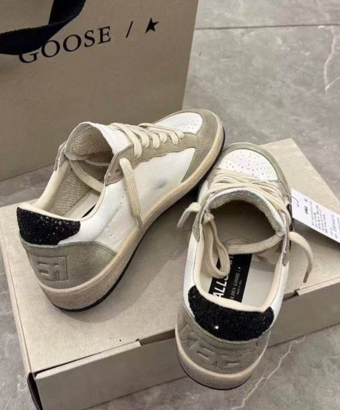 Golden Goose Ball Star Black Glitter Star