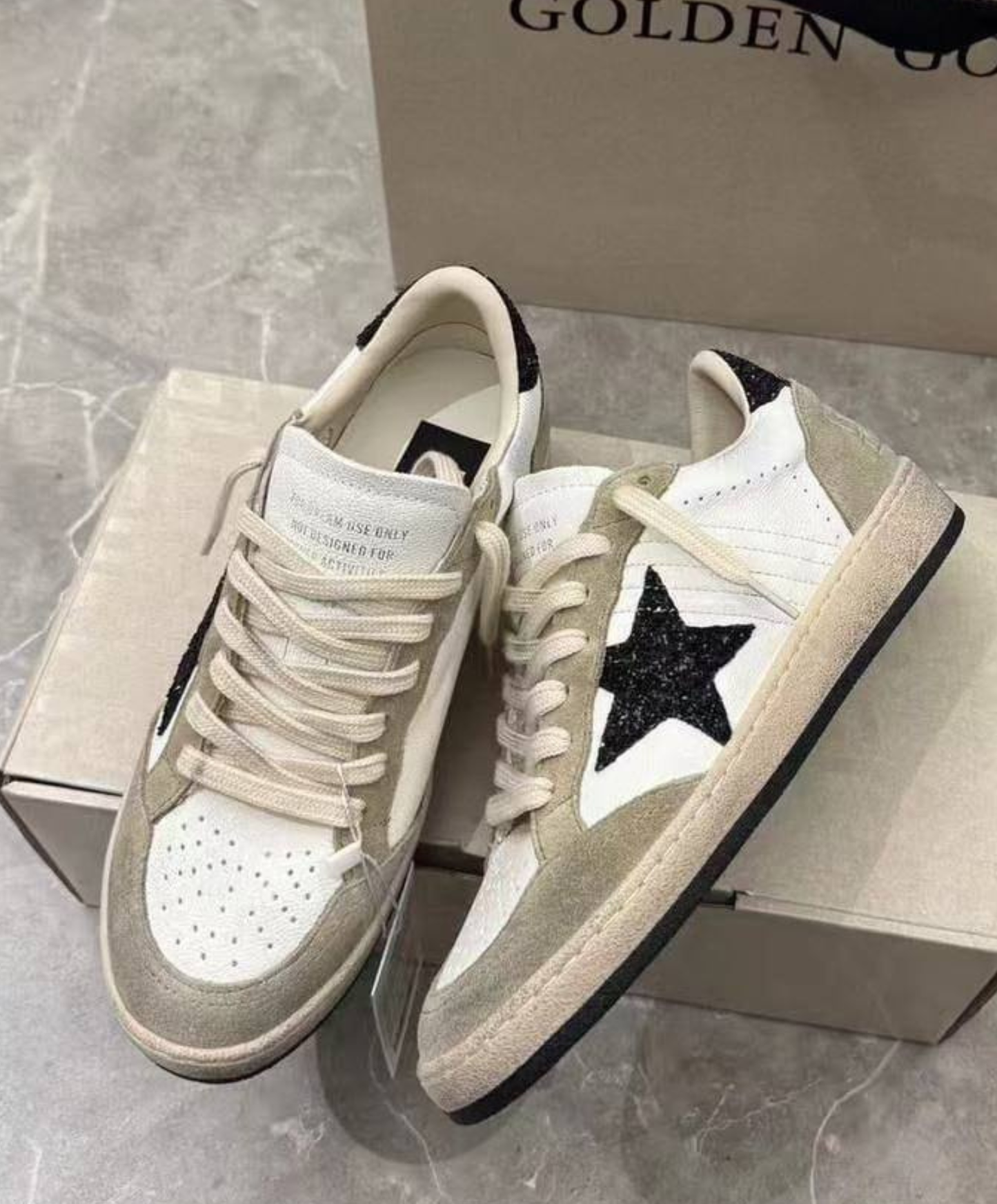 Golden Goose Ball Star Black Glitter Star