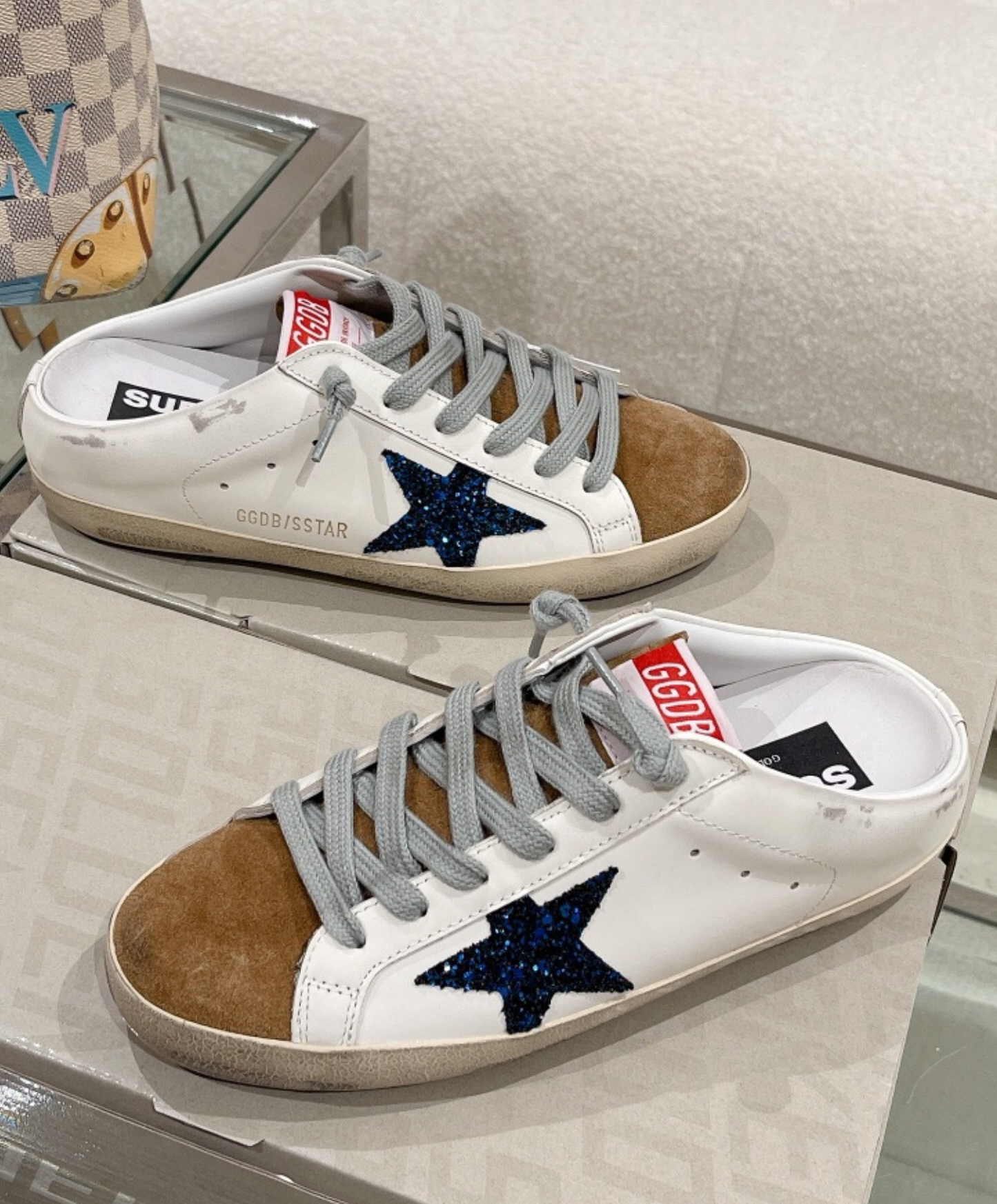 Golden Goose Super-Star Mule Blue Glitter