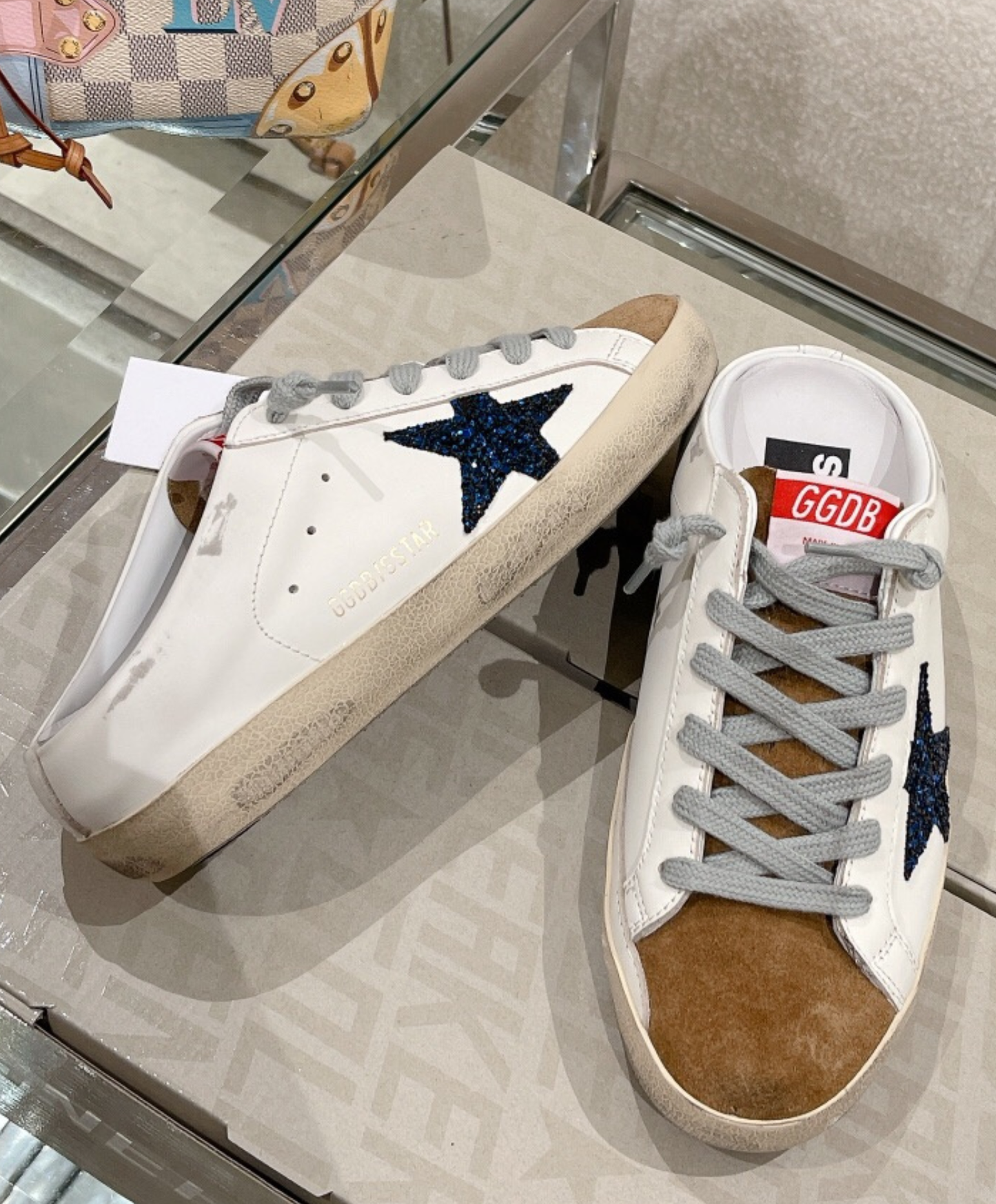 Golden Goose Super-Star Mule Blue Glitter