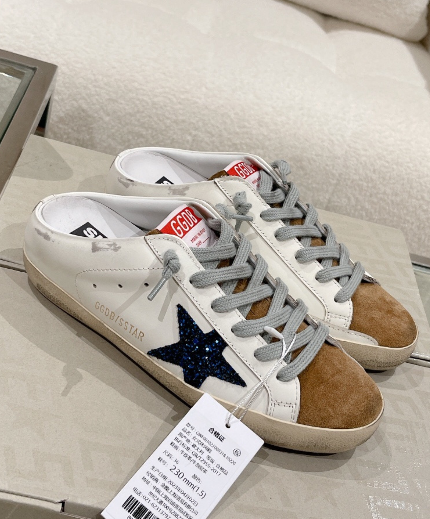 Golden Goose Super-Star Mule Blue Glitter