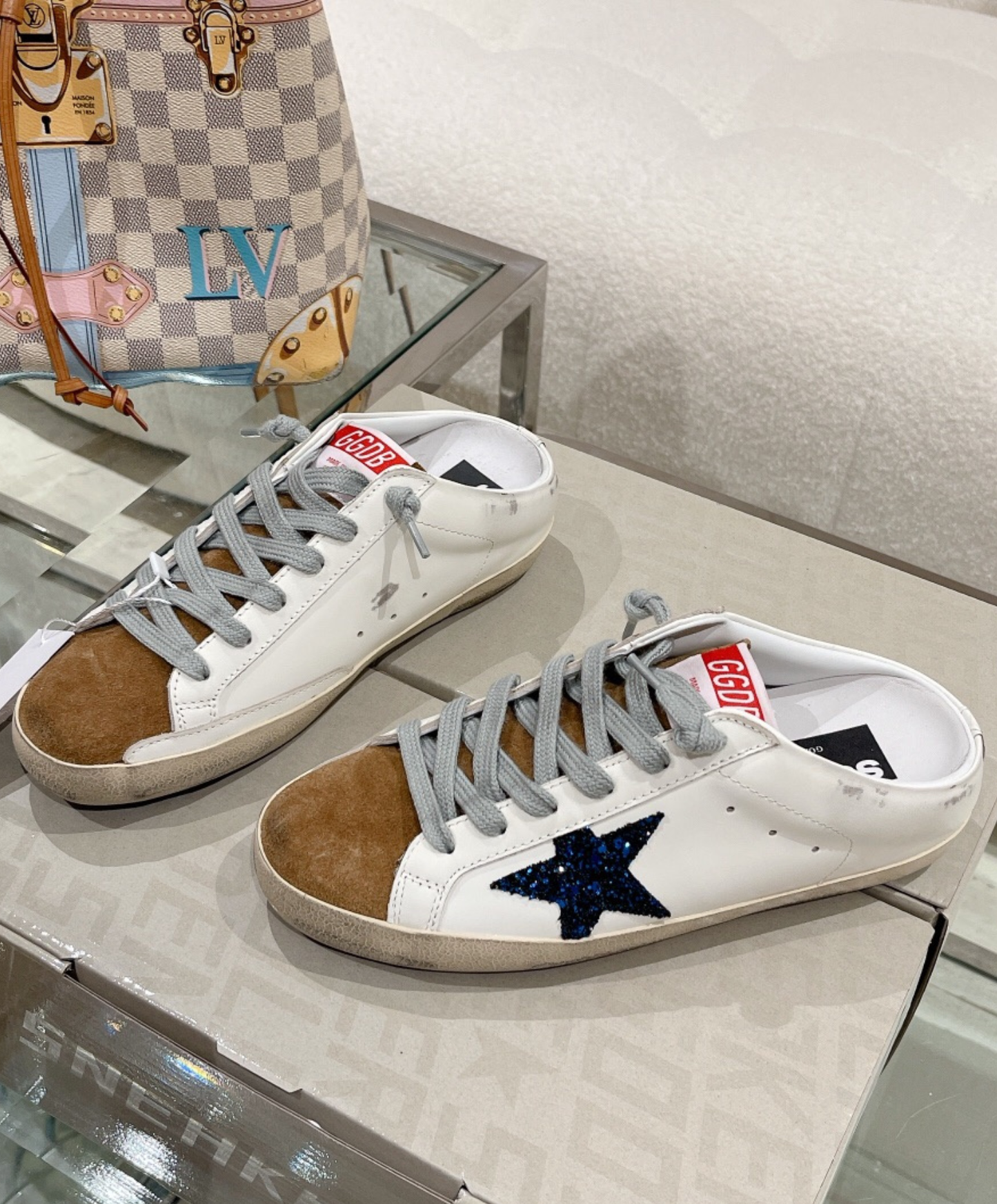 Golden Goose Super-Star Mule Blue Glitter