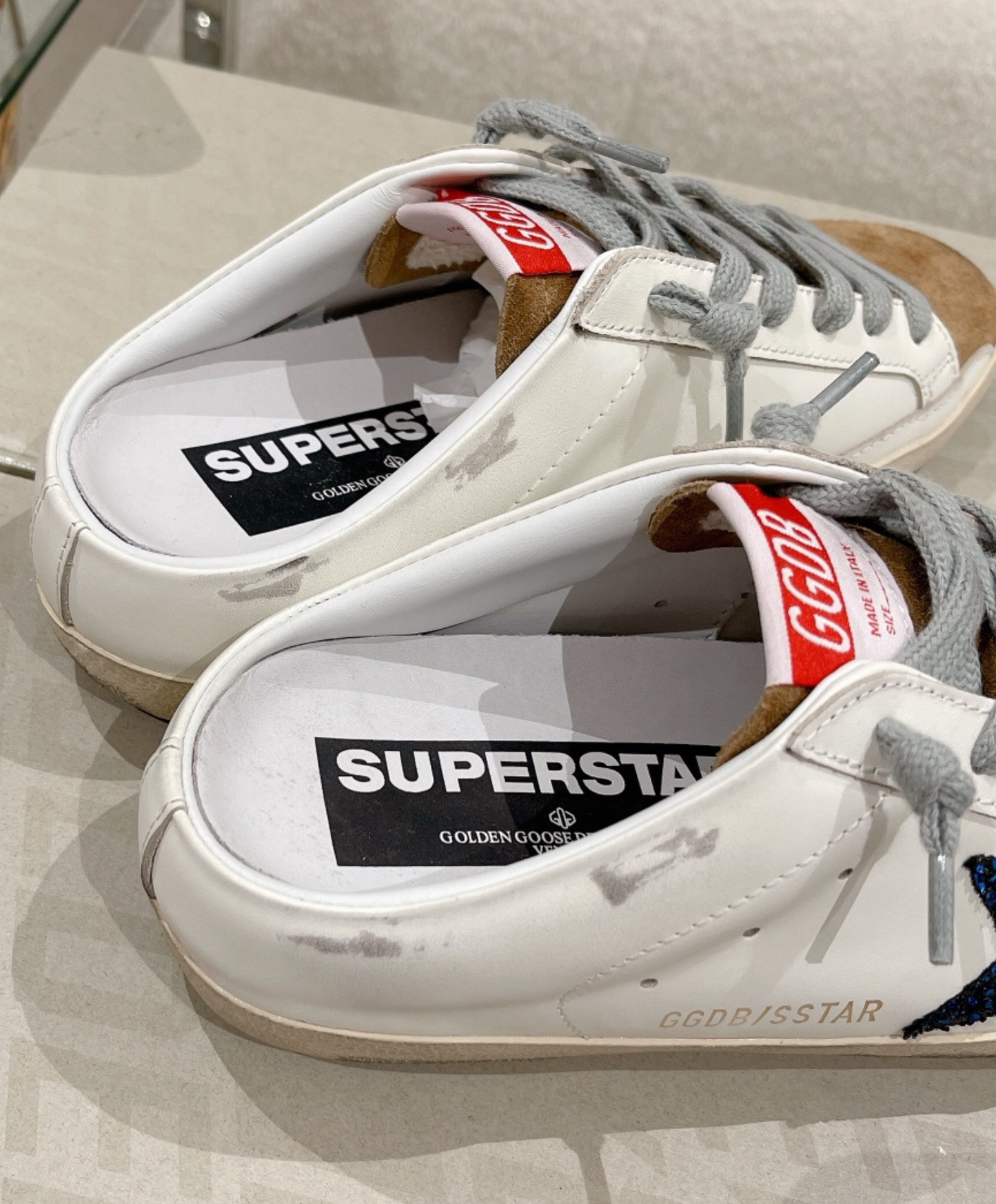 Golden Goose Super-Star Mule Blue Glitter