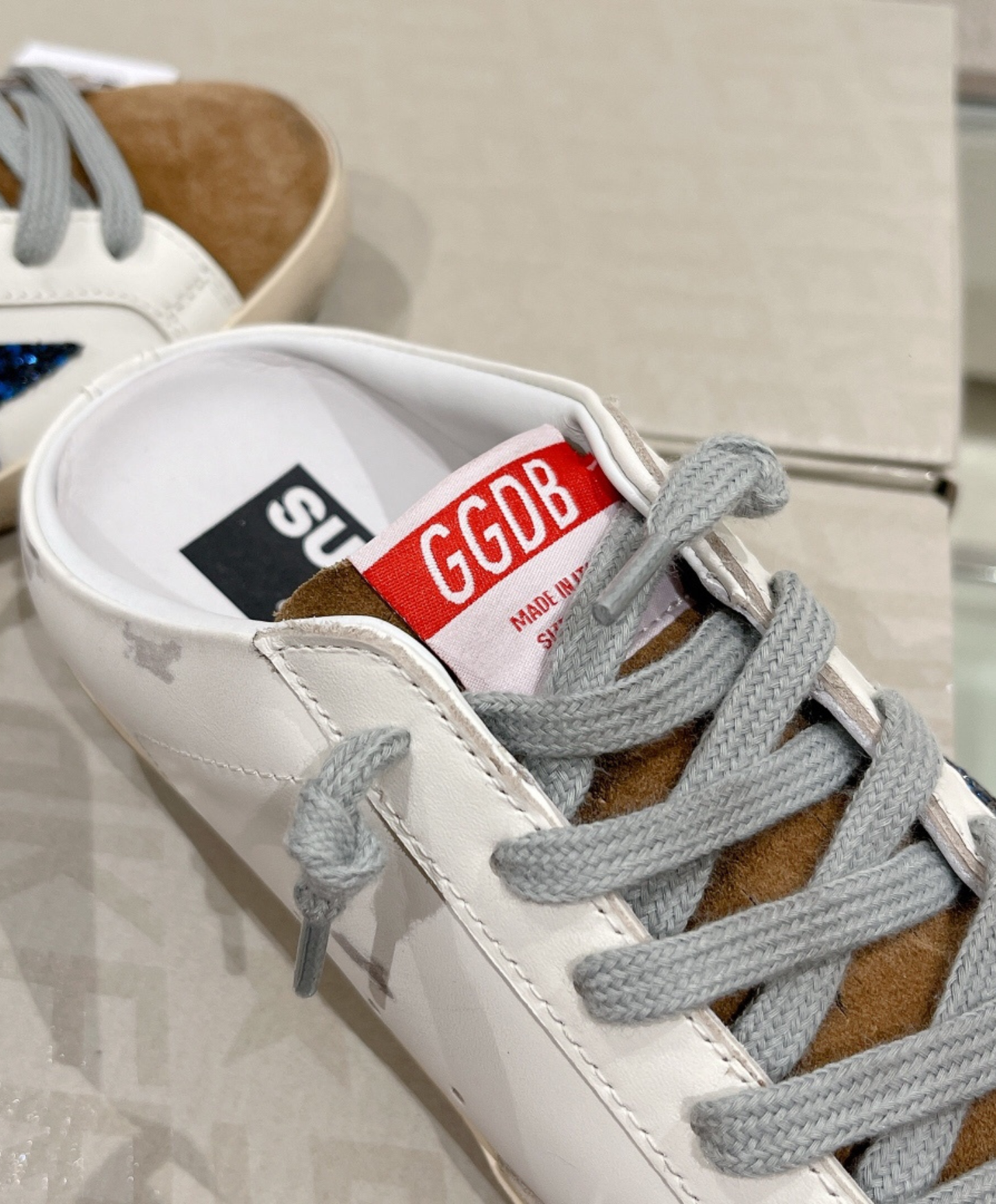 Golden Goose Super-Star Mule Blue Glitter