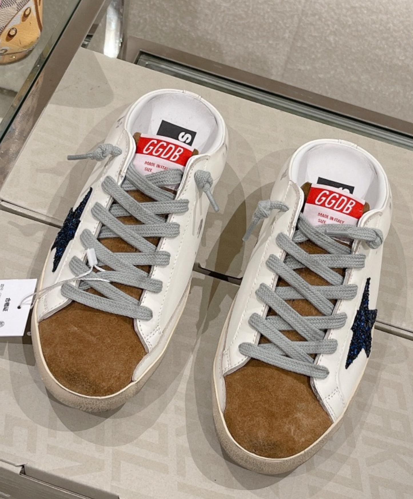 Golden Goose Super-Star Mule Blue Glitter