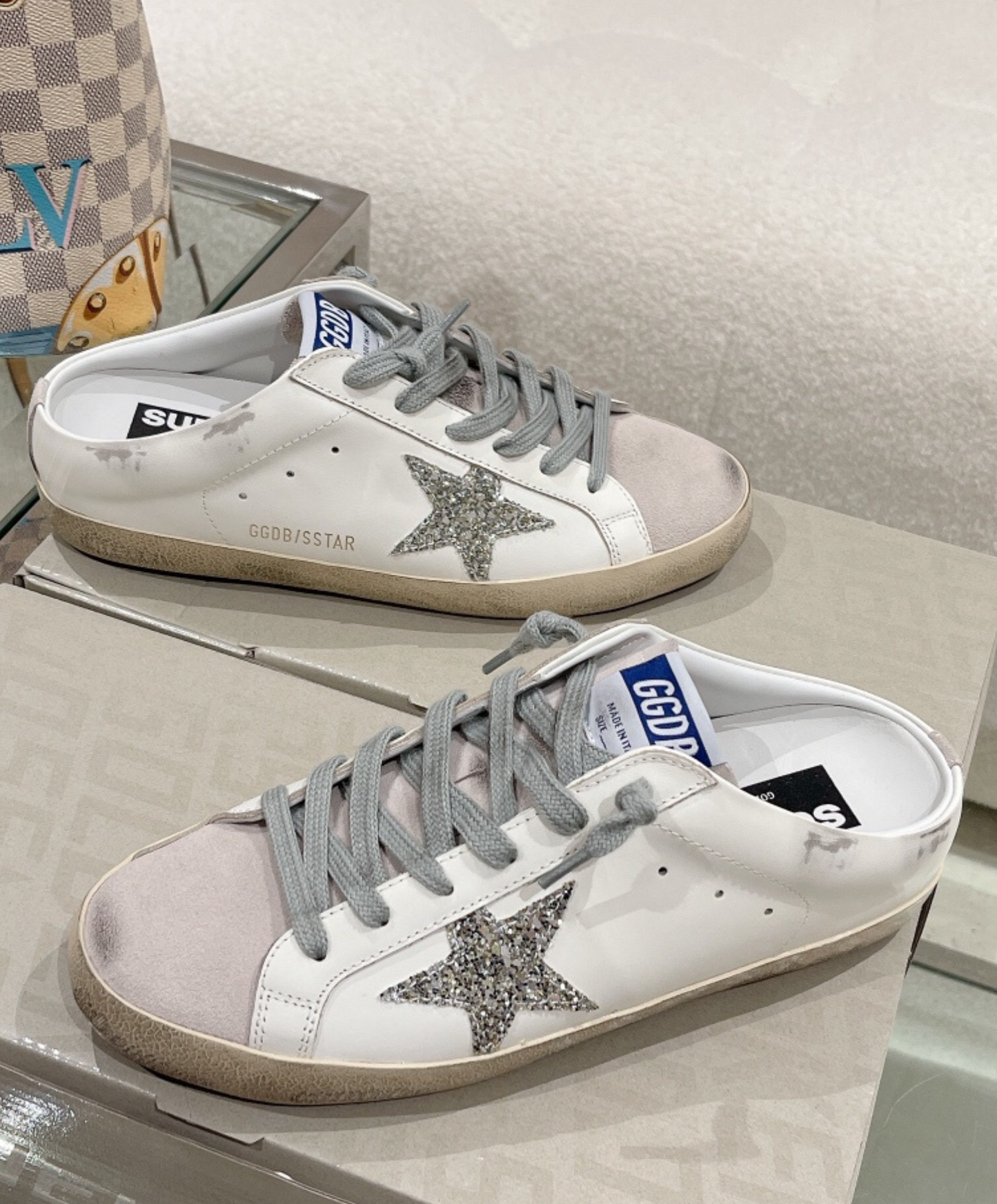 Golden Goose Super-Star Mule Silver Glitter