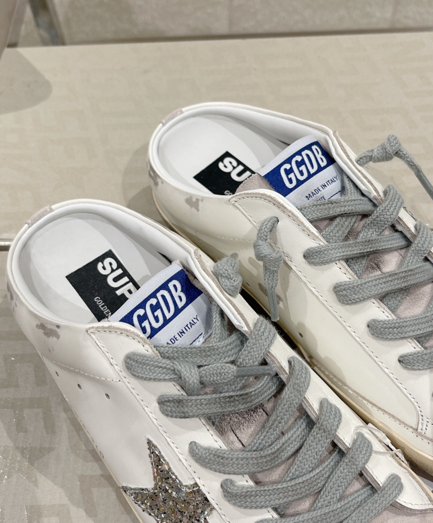 Golden Goose Super-Star Mule Silver Glitter