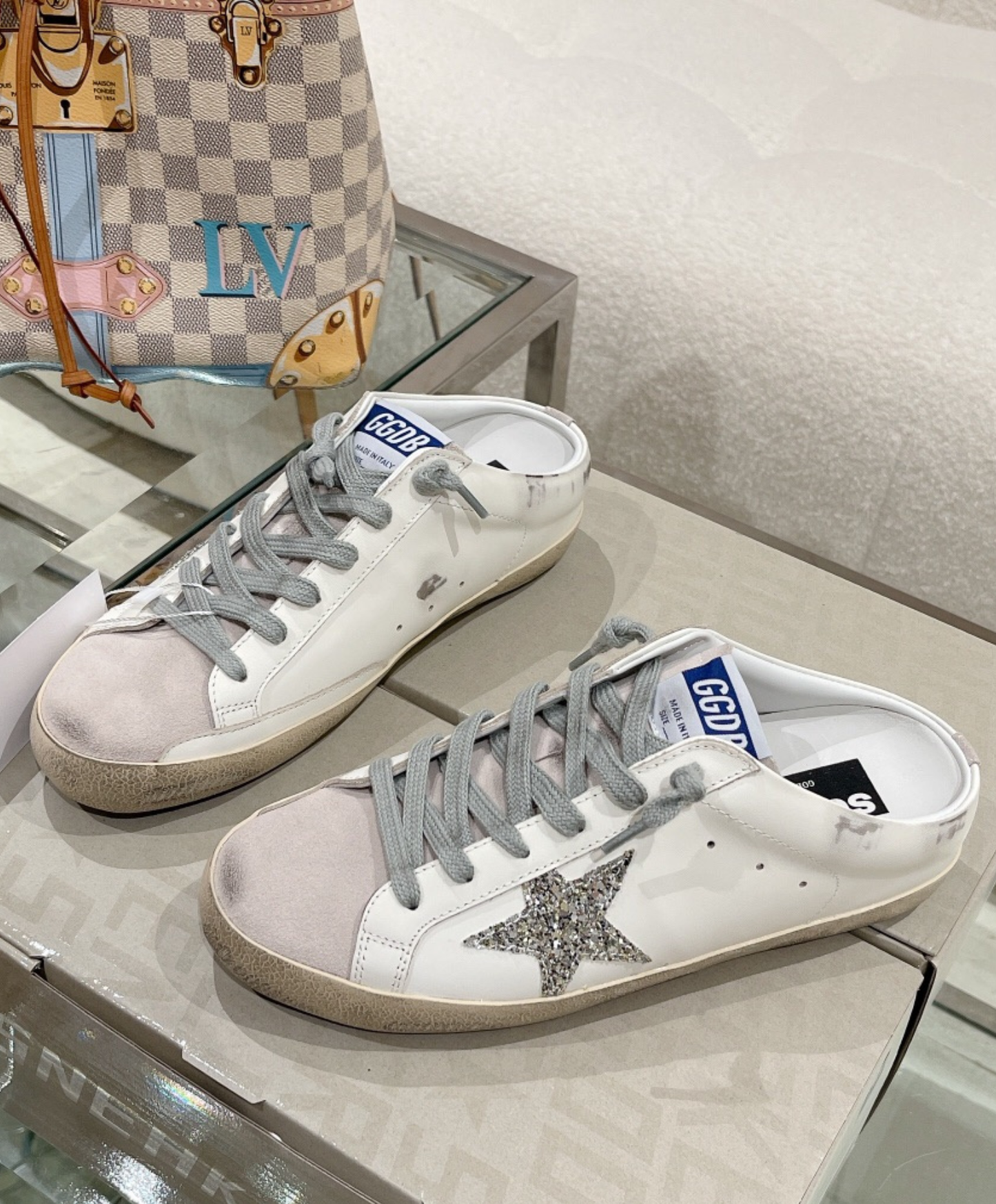 Golden Goose Super-Star Mule Silver Glitter