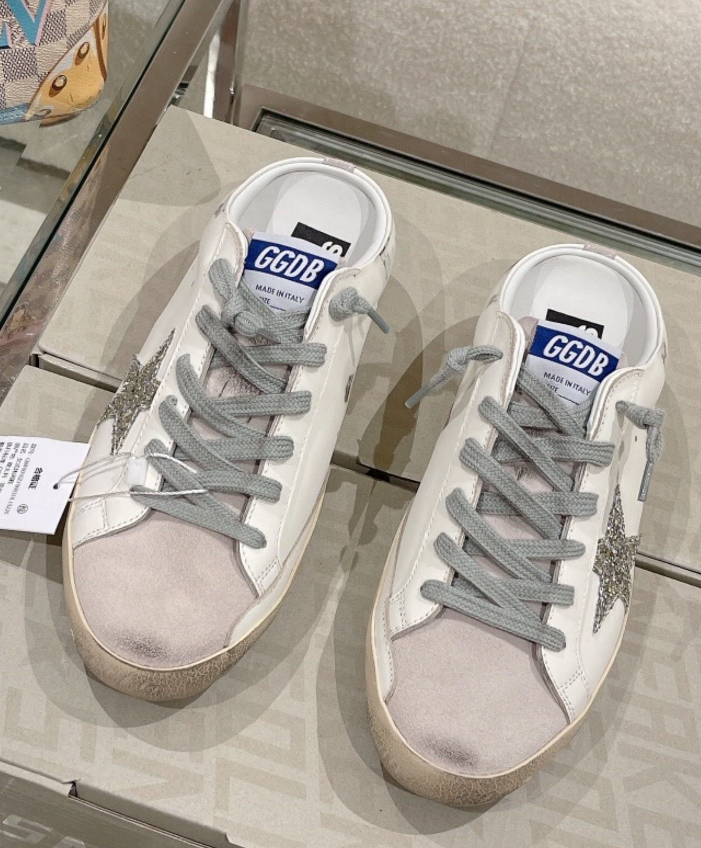 Golden Goose Super-Star Mule Silver Glitter