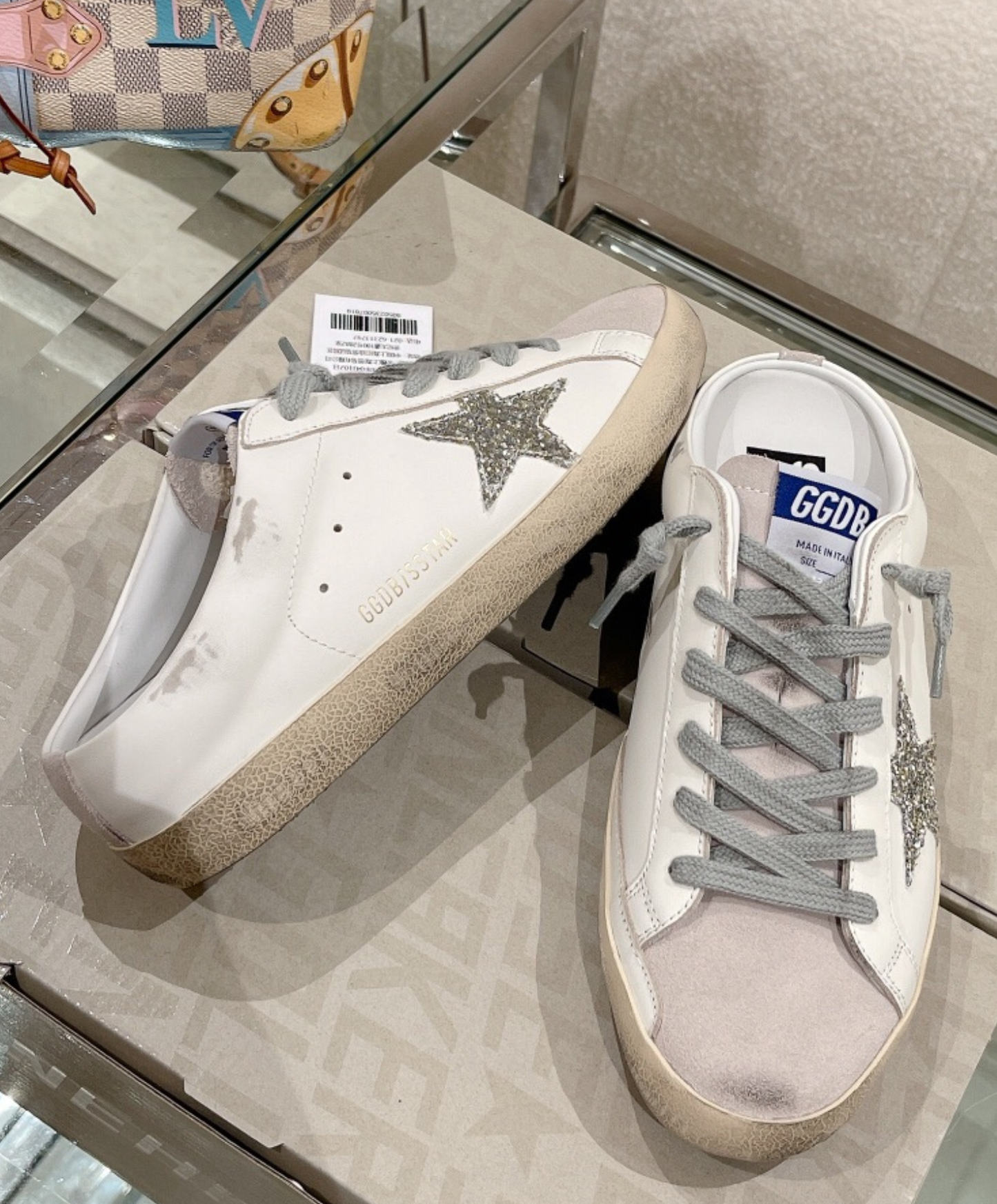Golden Goose Super-Star Mule Silver Glitter