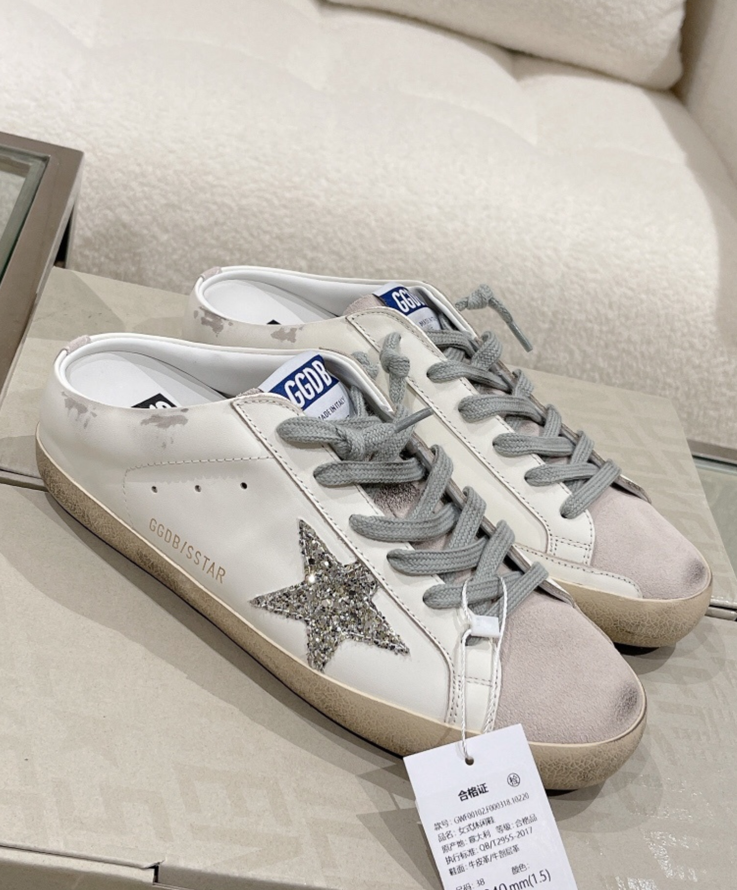 Golden Goose Super-Star Mule Silver Glitter