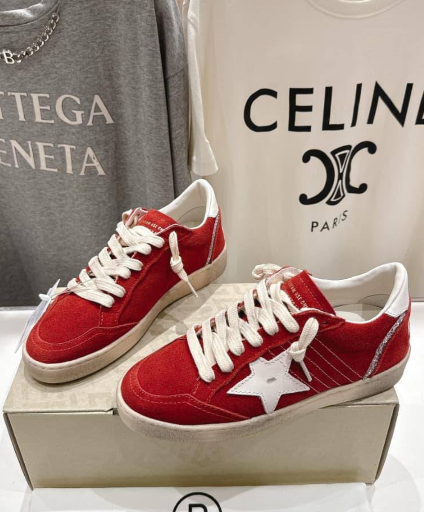 Golden Goose Ball Star Vivid Red Suede