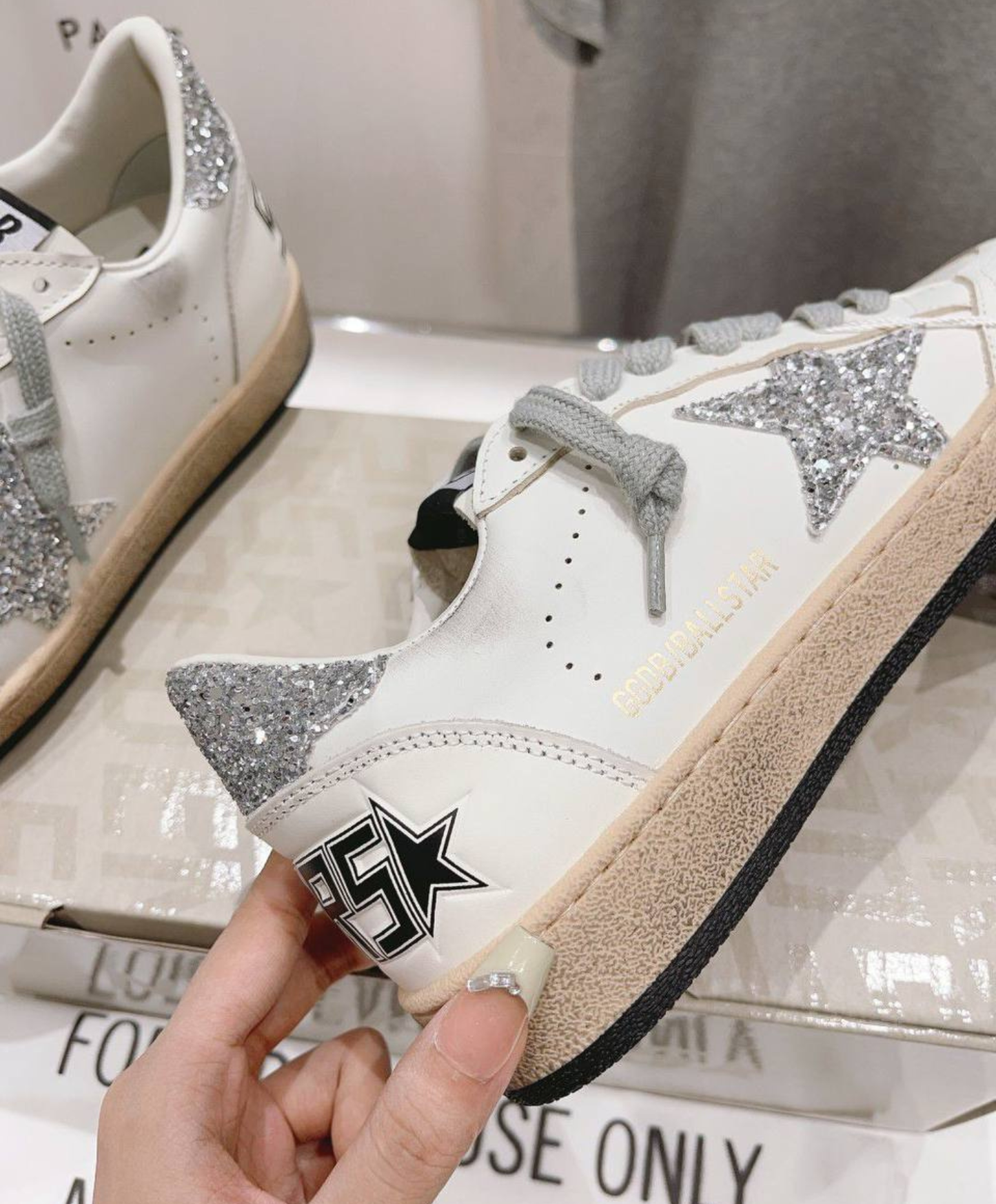 Golden Goose Ball Star White & Silver Glitter