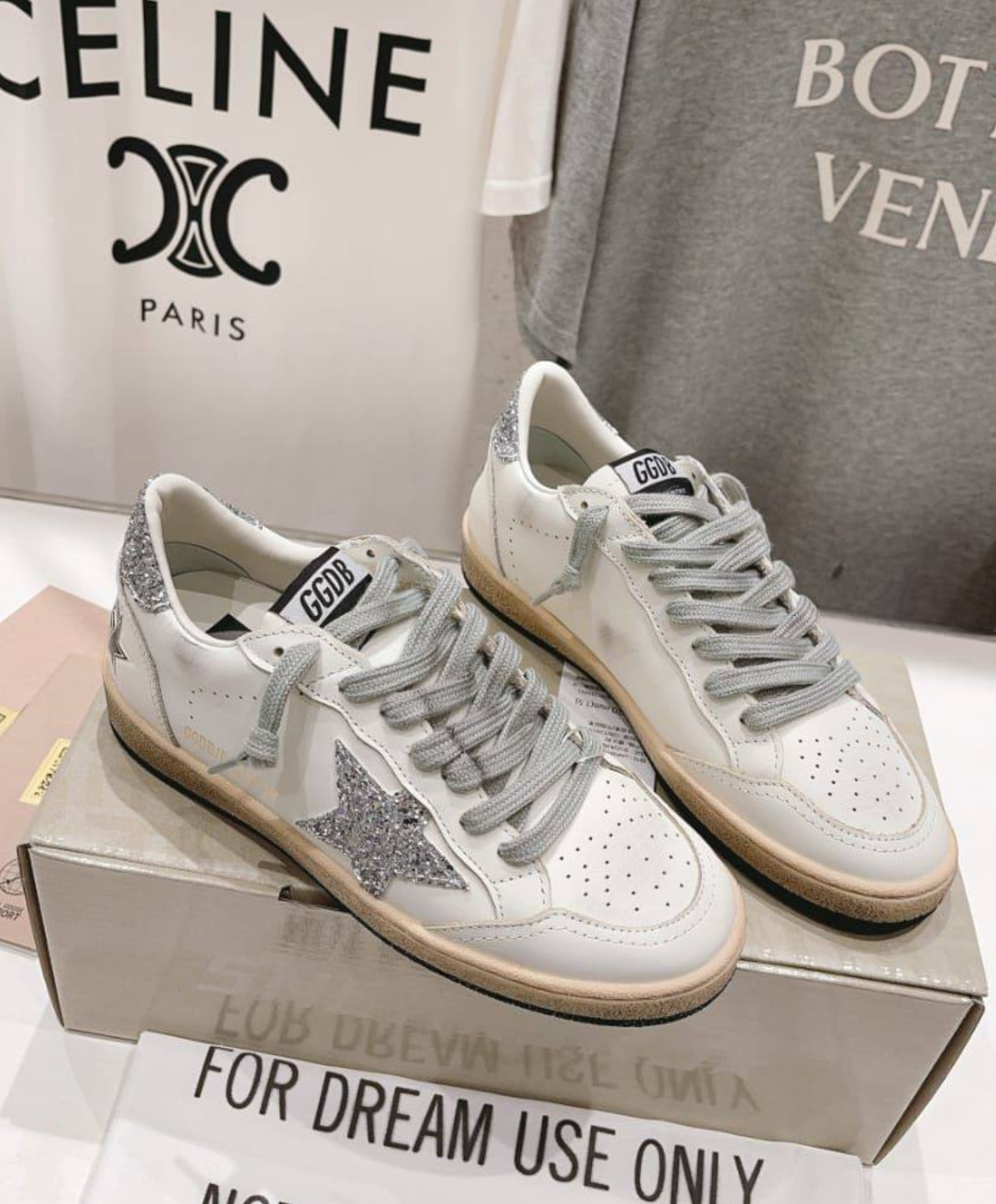 Golden Goose Ball Star White & Silver Glitter