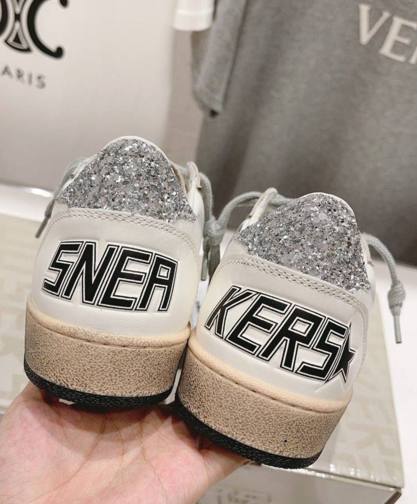 Golden Goose Ball Star White & Silver Glitter