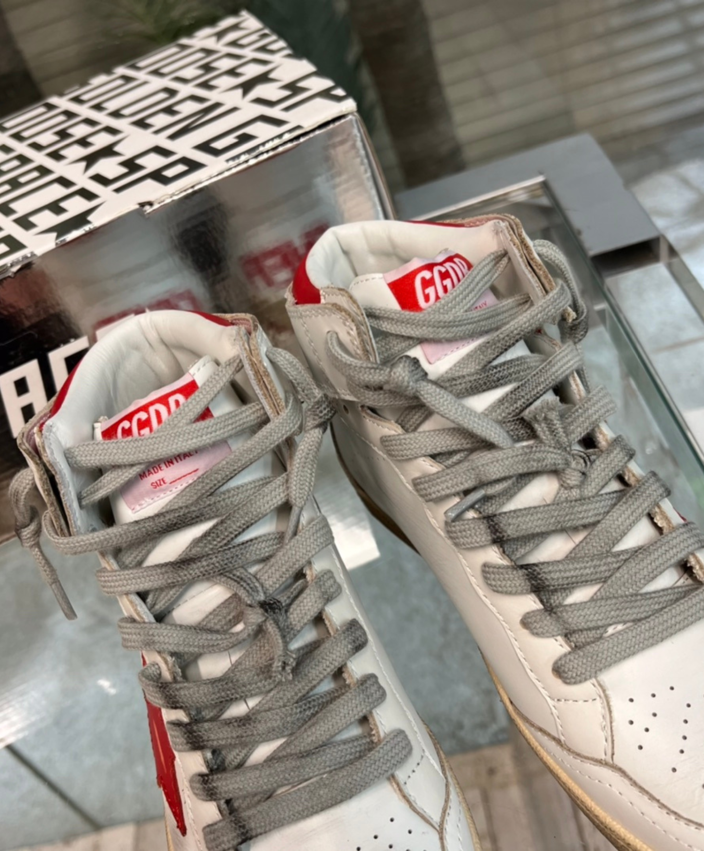 Golden Goose Sky-Star High-Top White & Red