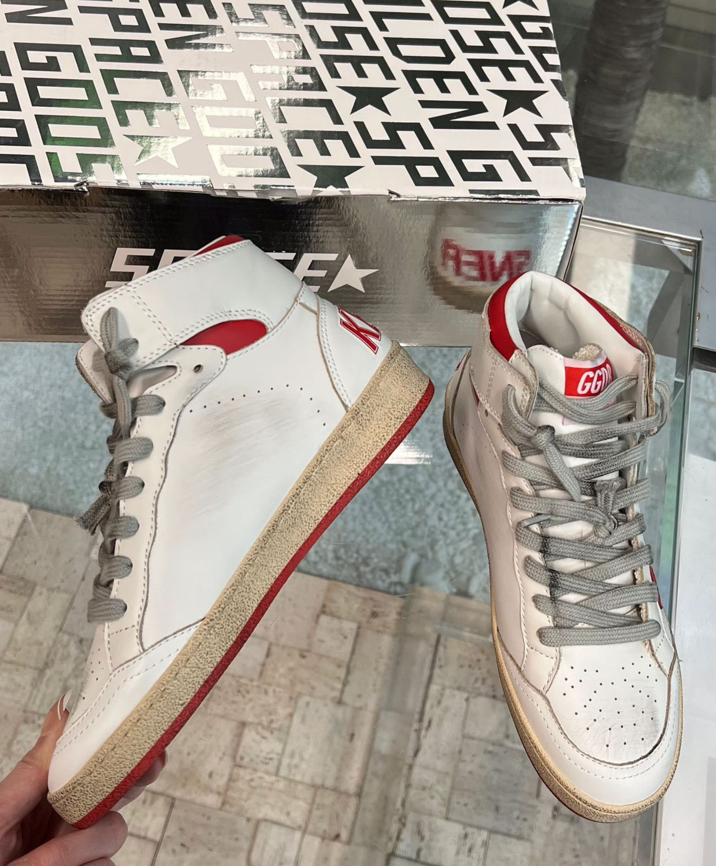 Golden Goose Sky-Star High-Top White & Red
