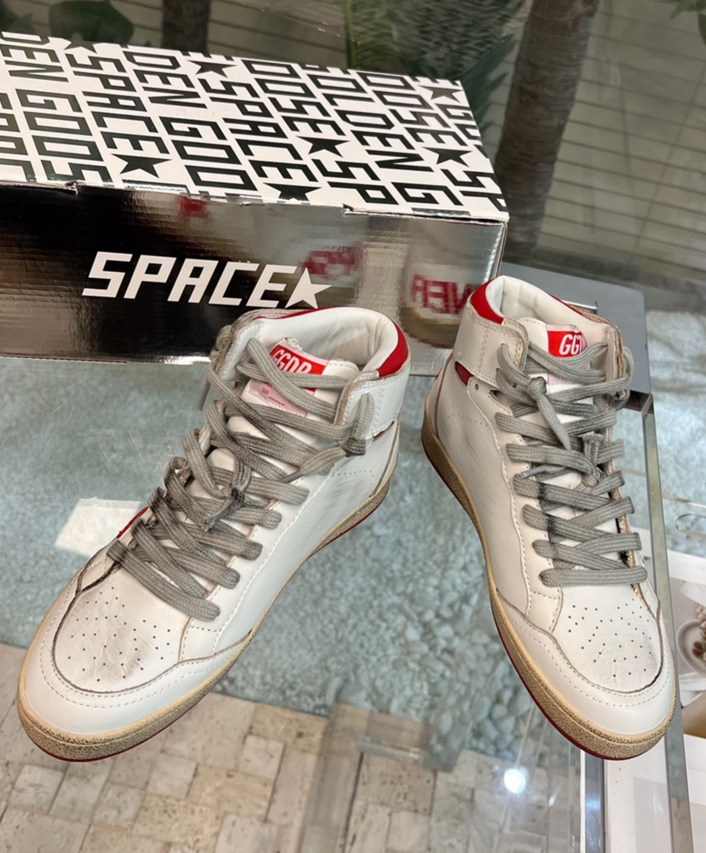 Golden Goose Sky-Star High-Top White & Red